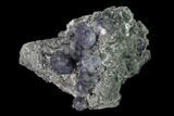 Purple-Green Cuboctahedral Fluorite Crystals on Quartz - China #147034-2